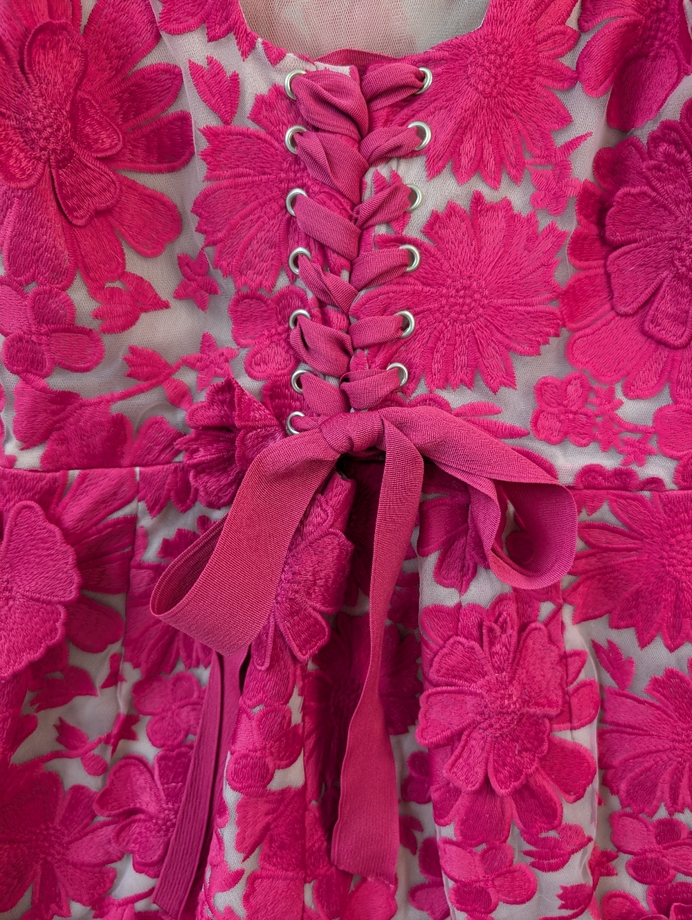Anthropologie Pink Floral Appliqué Mini Dress - Picture 5 of 13